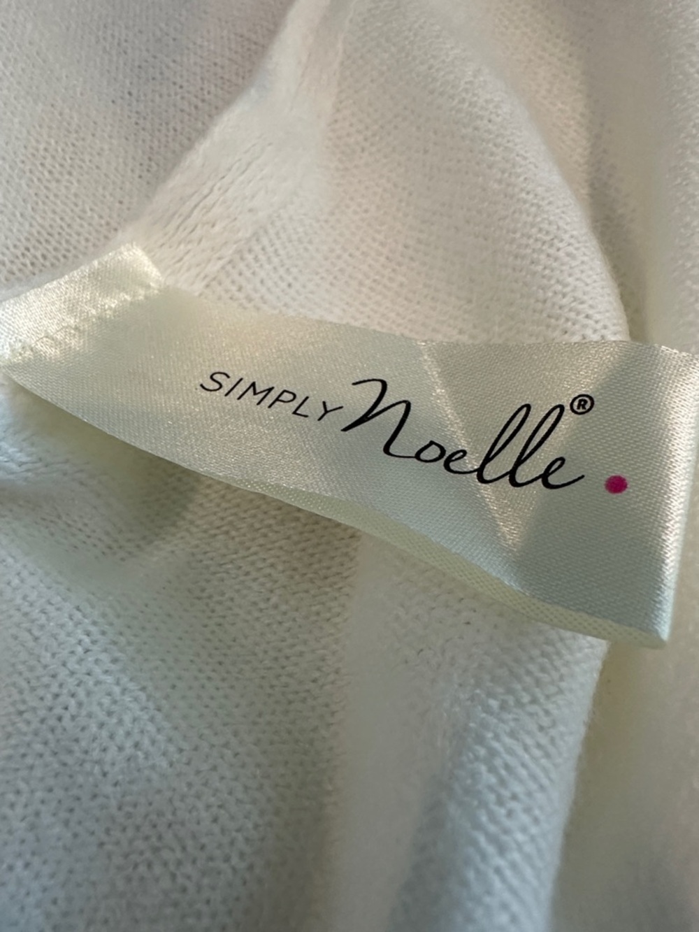 Simply Noelle Cream Knit Pullover with Satin Logo Tag